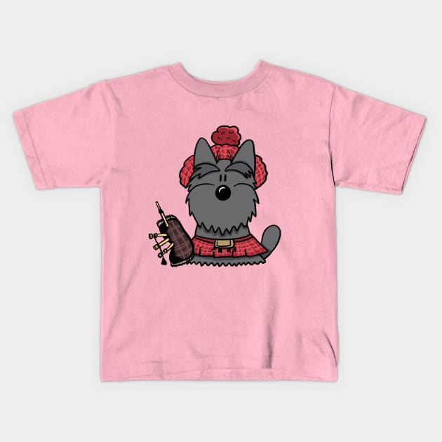 Scottie Dog Scotsman Kids T-Shirt by Hallo Molly